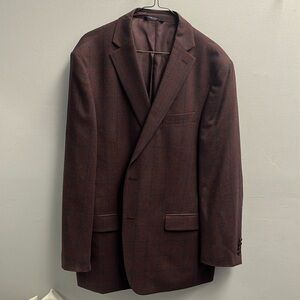 Michael Kors Men's Notch Lapel Sport Coat Blazer Burgundy Red 44R Plaid